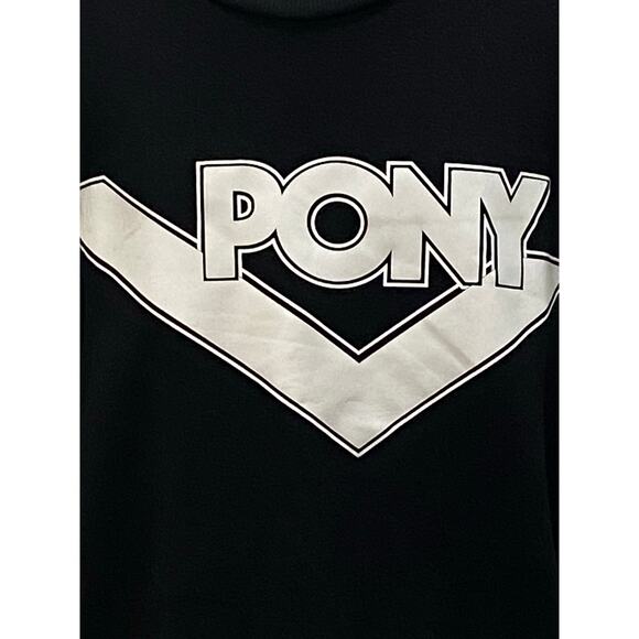 PONY Black White Spellout Crewneck Oversized Cropped Sweatshirt MEDIUM Retro - Picture 3 of 6